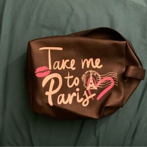 Black 'Take Me to Paris' Cosmetic Bag